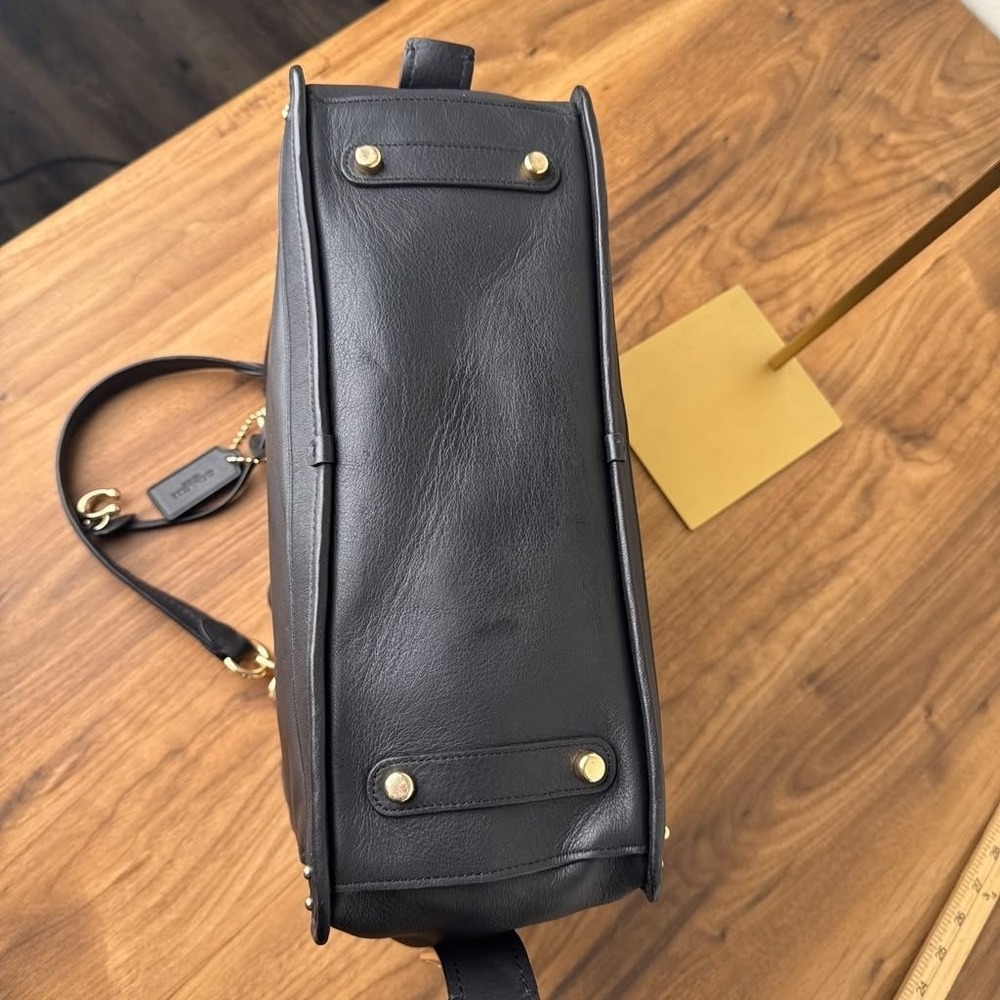 Coach Dreamer 36 Black Leather Shoulder Bag Satchel Gold Hardware - Picture 15 of 16